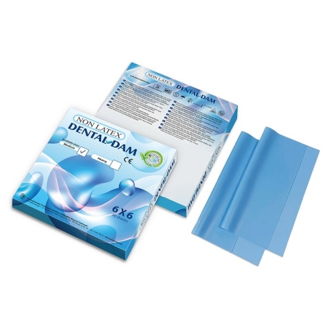 Koferdam bezlateksowy CERKAMED Dental-Dam średni, niebieski